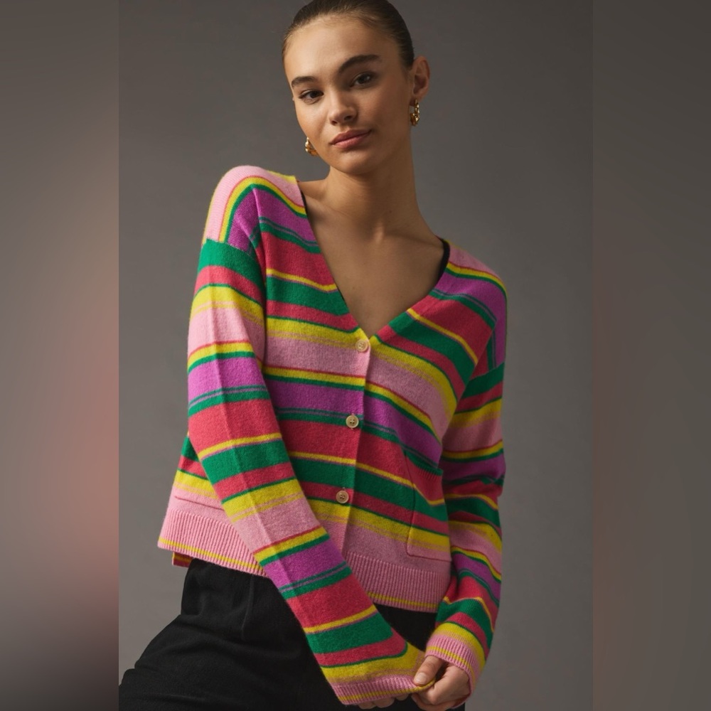 NWT Velvet Graham & Spencer Janessa Cashmere Striped Cardigan XS